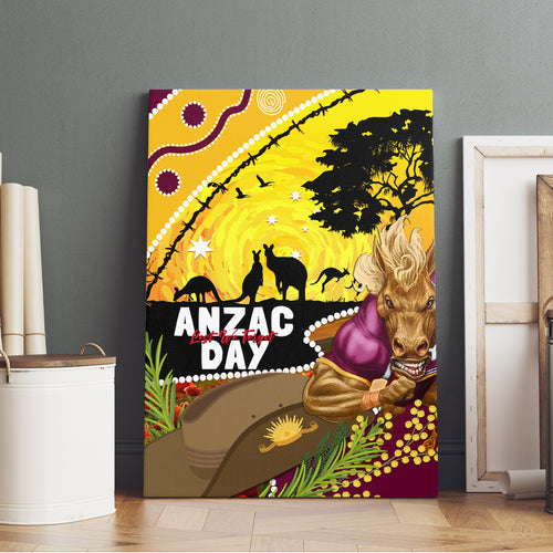Broncos ANZAC Day Canvas Wall Art Mascot Rosemary Starring Night Style