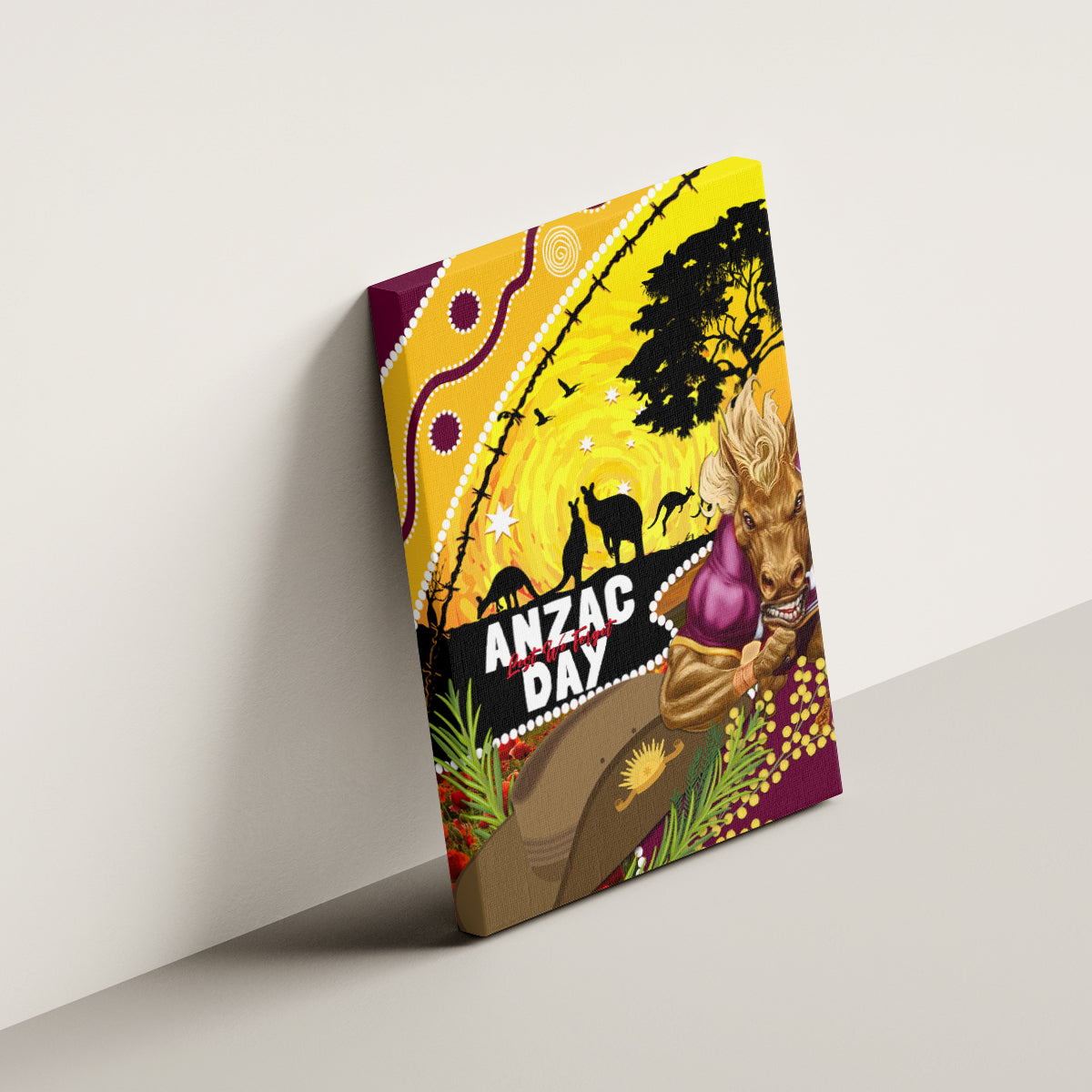 Broncos ANZAC Day Canvas Wall Art Mascot Rosemary Starring Night Style