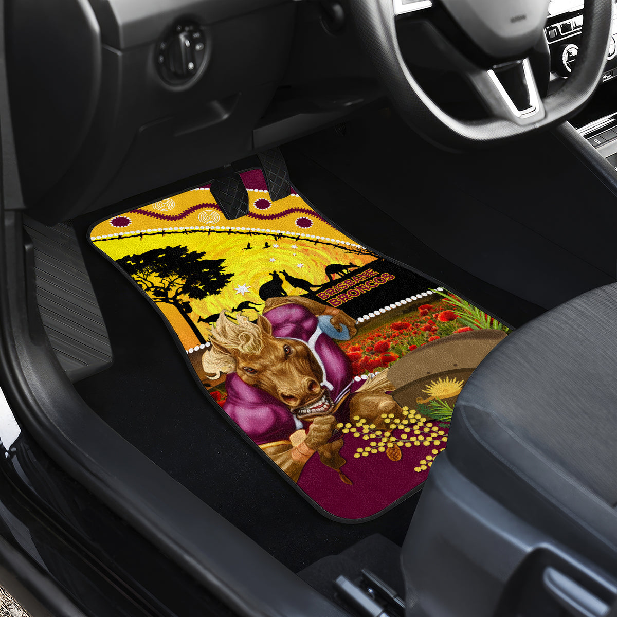 Broncos ANZAC Day Car Mats Mascot Rosemary Starring Night Style