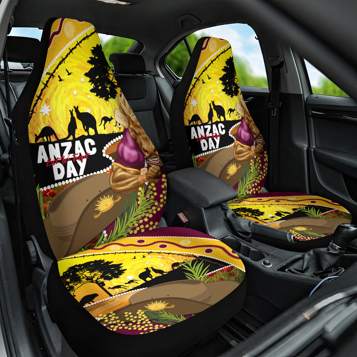 Broncos ANZAC Day Car Seat Cover Mascot Rosemary Starring Night Style