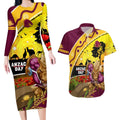 Broncos ANZAC Day Couples Matching Long Sleeve Bodycon Dress and Hawaiian Shirt Mascot Rosemary Starring Night Style