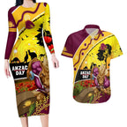Broncos ANZAC Day Couples Matching Long Sleeve Bodycon Dress and Hawaiian Shirt Mascot Rosemary Starring Night Style