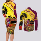 Broncos ANZAC Day Couples Matching Long Sleeve Bodycon Dress and Long Sleeve Button Shirt Mascot Rosemary Starring Night Style