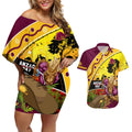 Broncos ANZAC Day Couples Matching Off Shoulder Short Dress and Hawaiian Shirt Mascot Rosemary Starring Night Style