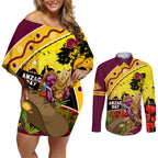Broncos ANZAC Day Couples Matching Off Shoulder Short Dress and Long Sleeve Button Shirt Mascot Rosemary Starring Night Style