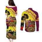 Broncos ANZAC Day Couples Matching Puletasi and Long Sleeve Button Shirt Mascot Rosemary Starring Night Style