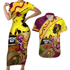 Broncos ANZAC Day Couples Matching Short Sleeve Bodycon Dress and Hawaiian Shirt Mascot Rosemary Starring Night Style