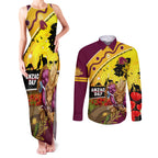 Broncos ANZAC Day Couples Matching Tank Maxi Dress and Long Sleeve Button Shirt Mascot Rosemary Starring Night Style