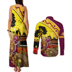 Broncos ANZAC Day Couples Matching Tank Maxi Dress and Long Sleeve Button Shirt Mascot Rosemary Starring Night Style