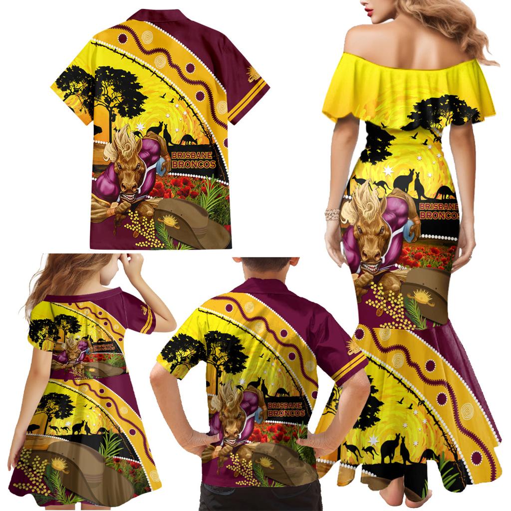 Broncos ANZAC Day Family Matching Mermaid Dress and Hawaiian Shirt Mascot Rosemary Starring Night Style