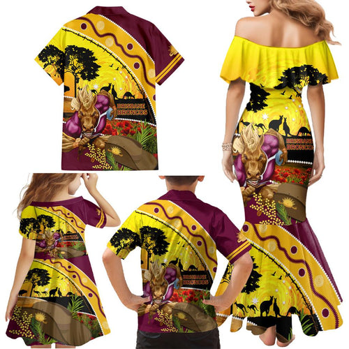 Broncos ANZAC Day Family Matching Mermaid Dress and Hawaiian Shirt Mascot Rosemary Starring Night Style