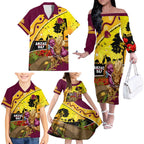 Broncos ANZAC Day Family Matching Off Shoulder Long Sleeve Dress and Hawaiian Shirt Mascot Rosemary Starring Night Style