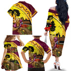 Broncos ANZAC Day Family Matching Off Shoulder Long Sleeve Dress and Hawaiian Shirt Mascot Rosemary Starring Night Style