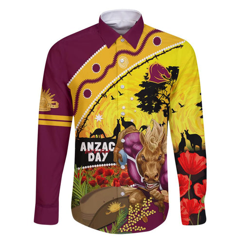 Broncos ANZAC Day Family Matching Off Shoulder Long Sleeve Dress and Hawaiian Shirt Mascot Rosemary Starring Night Style