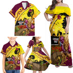 Broncos ANZAC Day Family Matching Off Shoulder Maxi Dress and Hawaiian Shirt Mascot Rosemary Starring Night Style