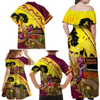 Broncos ANZAC Day Family Matching Off Shoulder Maxi Dress and Hawaiian Shirt Mascot Rosemary Starring Night Style