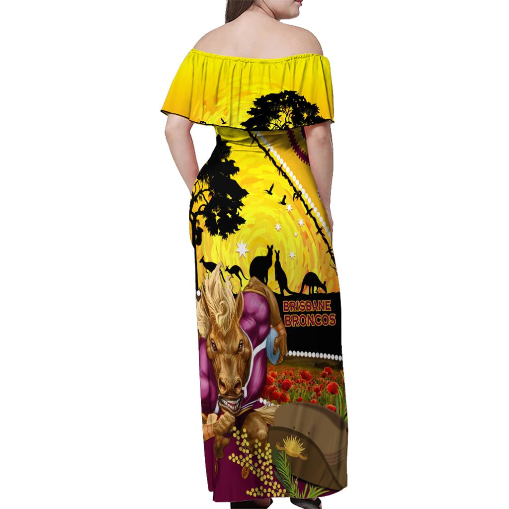Broncos ANZAC Day Family Matching Off Shoulder Maxi Dress and Hawaiian Shirt Mascot Rosemary Starring Night Style