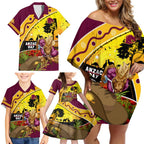 Broncos ANZAC Day Family Matching Off Shoulder Short Dress and Hawaiian Shirt Mascot Rosemary Starring Night Style