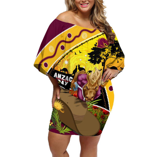 Broncos ANZAC Day Family Matching Off Shoulder Short Dress and Hawaiian Shirt Mascot Rosemary Starring Night Style
