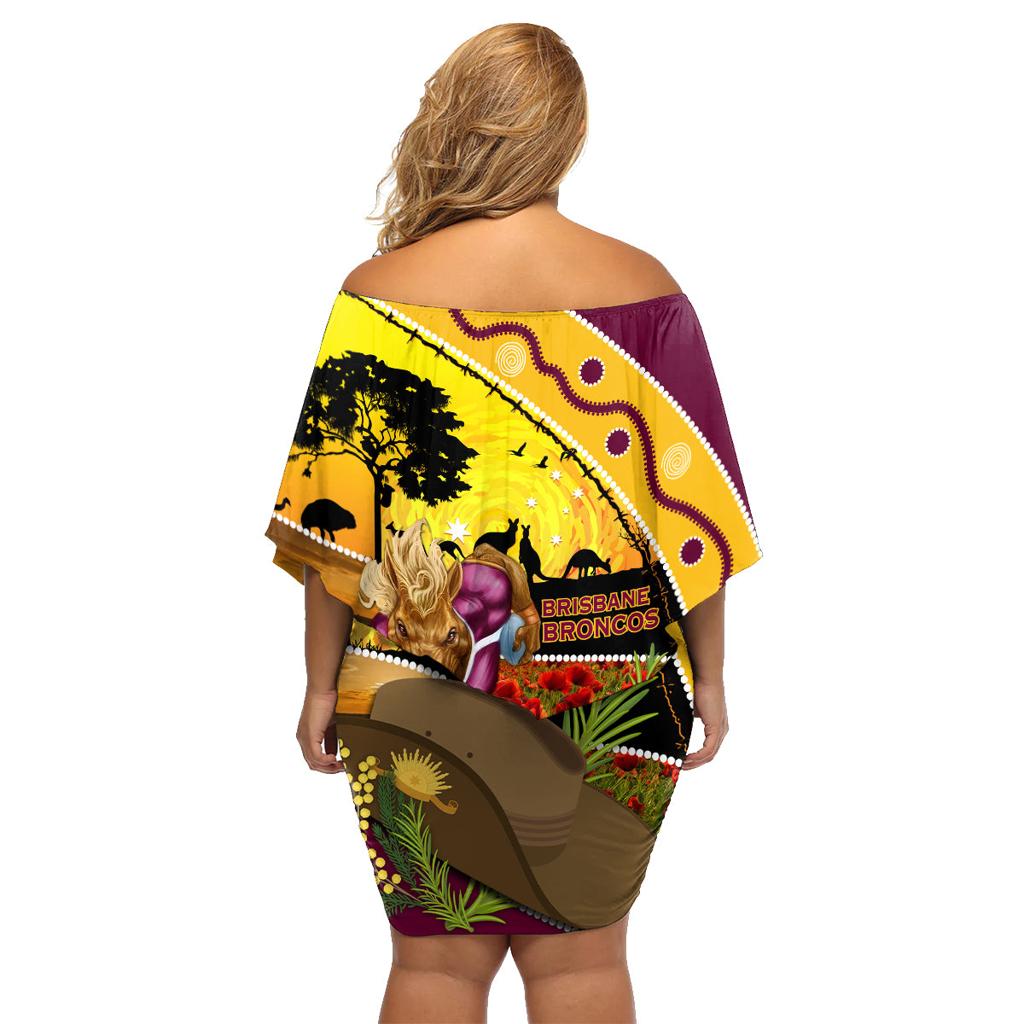 Broncos ANZAC Day Family Matching Off Shoulder Short Dress and Hawaiian Shirt Mascot Rosemary Starring Night Style