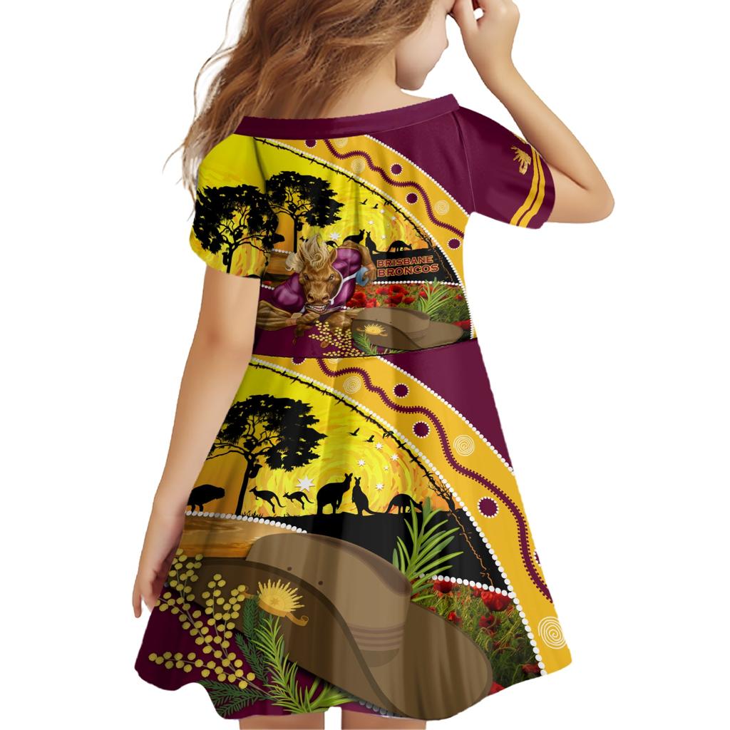 Broncos ANZAC Day Family Matching Short Sleeve Bodycon Dress and Hawaiian Shirt Mascot Rosemary Starring Night Style