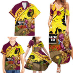 Broncos ANZAC Day Family Matching Summer Maxi Dress and Hawaiian Shirt Mascot Rosemary Starring Night Style