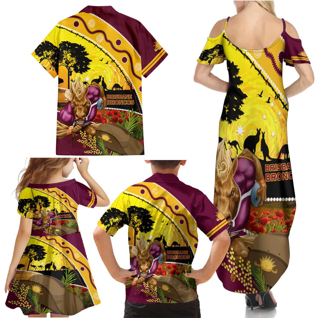 Broncos ANZAC Day Family Matching Summer Maxi Dress and Hawaiian Shirt Mascot Rosemary Starring Night Style