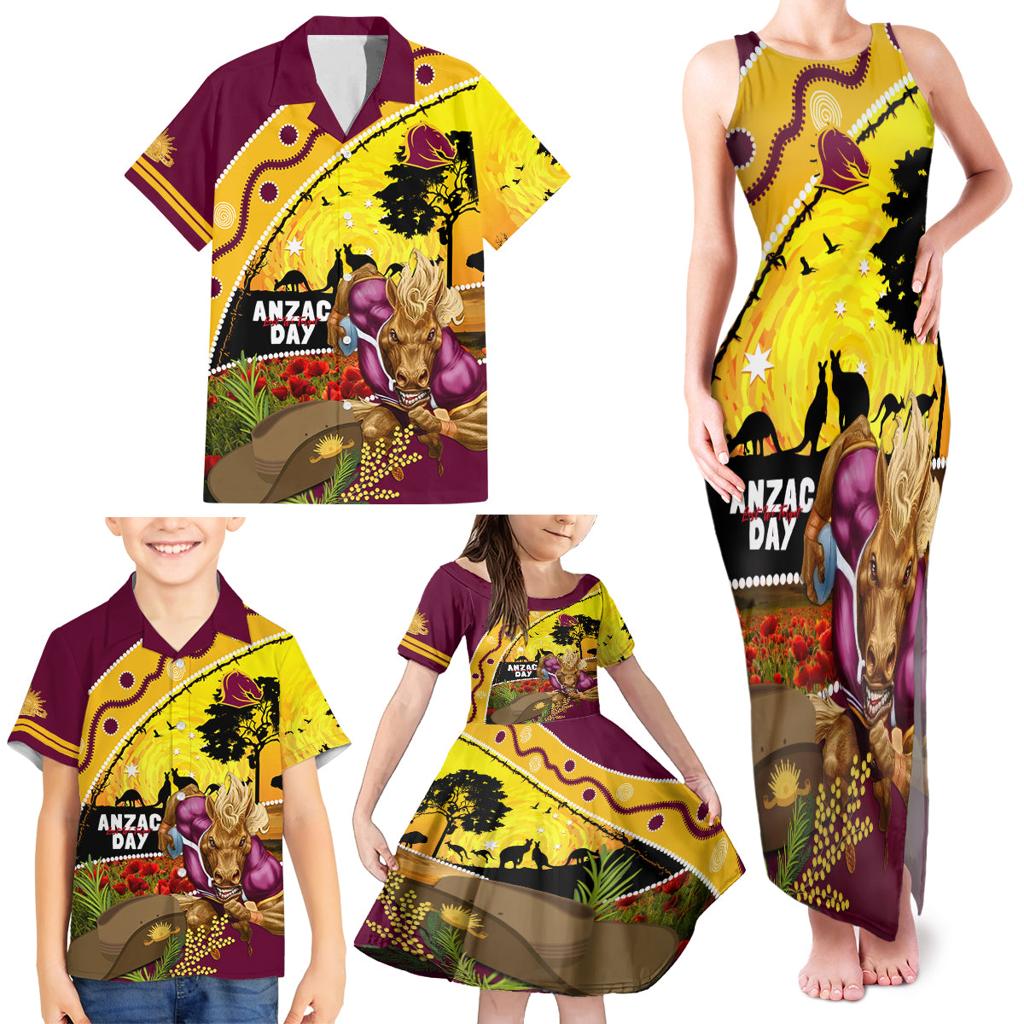 Broncos ANZAC Day Family Matching Tank Maxi Dress and Hawaiian Shirt Mascot Rosemary Starring Night Style
