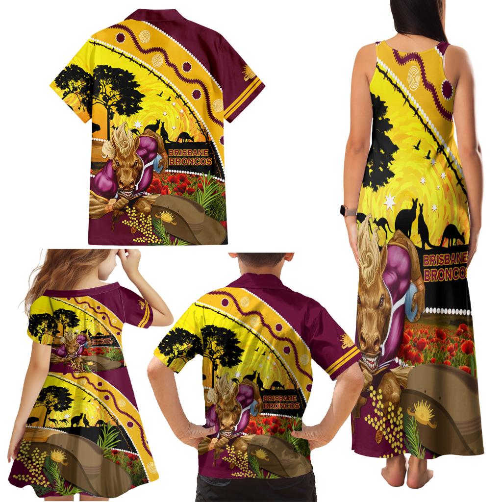Broncos ANZAC Day Family Matching Tank Maxi Dress and Hawaiian Shirt Mascot Rosemary Starring Night Style