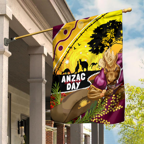 Broncos ANZAC Day Garden Flag Mascot Rosemary Starring Night Style