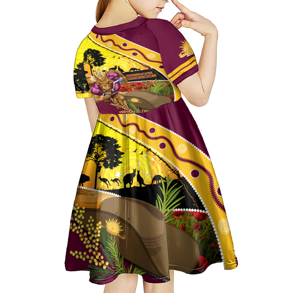 Broncos ANZAC Day Kid Short Sleeve Dress Mascot Rosemary Starring Night Style