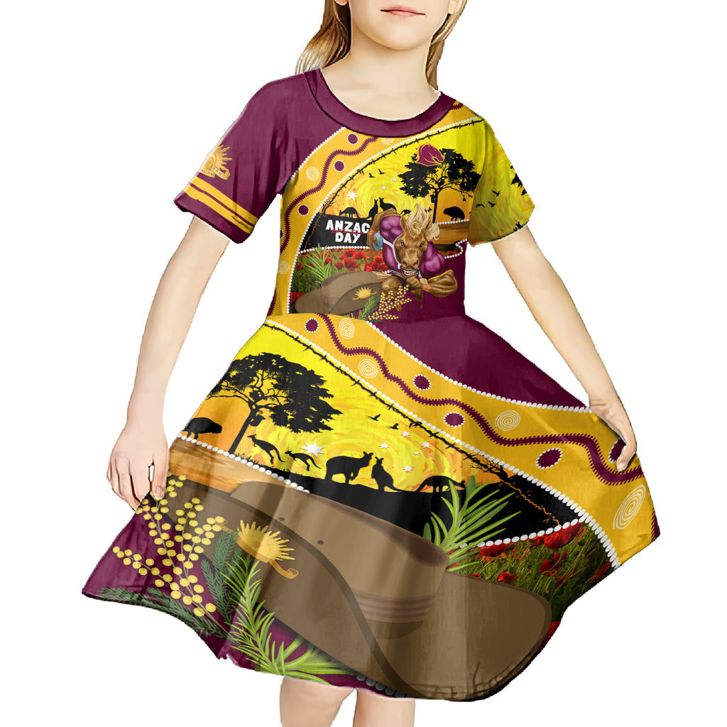 Broncos ANZAC Day Kid Short Sleeve Dress Mascot Rosemary Starring Night Style