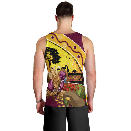 Broncos ANZAC Day Men Tank Top Mascot Rosemary Starring Night Style