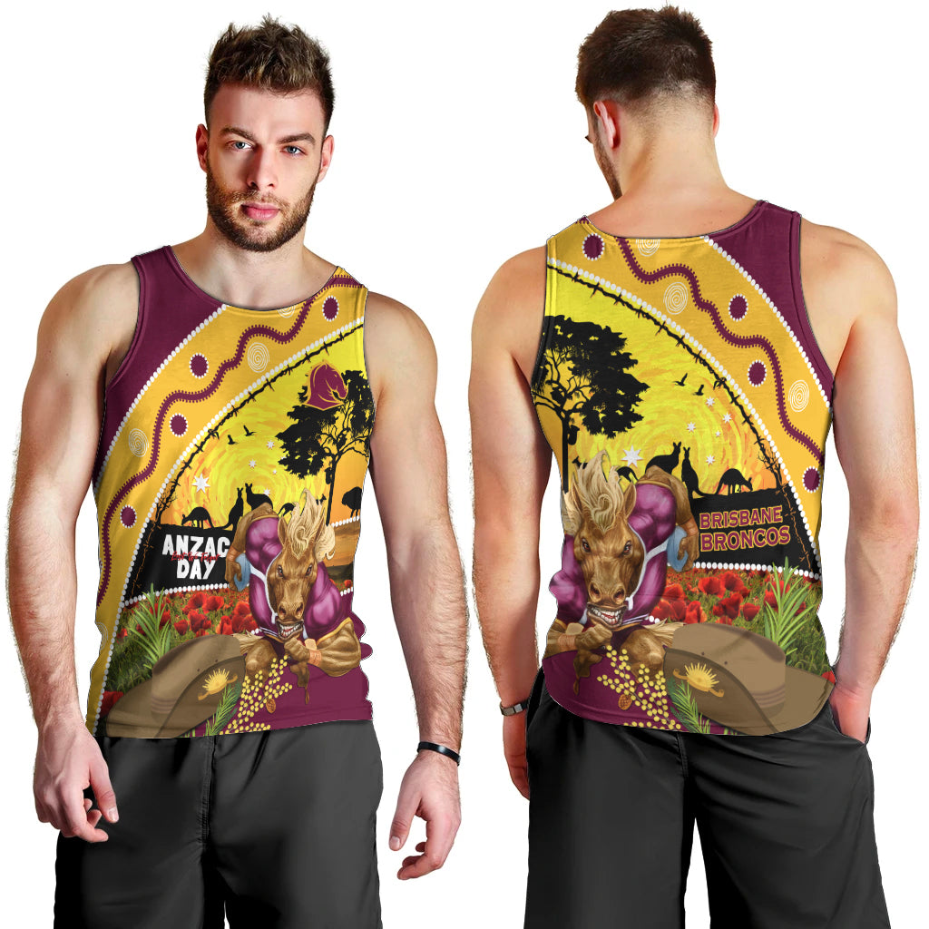 Broncos ANZAC Day Men Tank Top Mascot Rosemary Starring Night Style