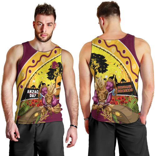 Broncos ANZAC Day Men Tank Top Mascot Rosemary Starring Night Style