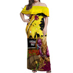 Broncos ANZAC Day Off Shoulder Maxi Dress Mascot Rosemary Starring Night Style