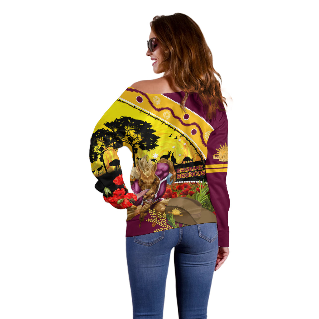 Broncos ANZAC Day Off Shoulder Sweater Mascot Rosemary Starring Night Style