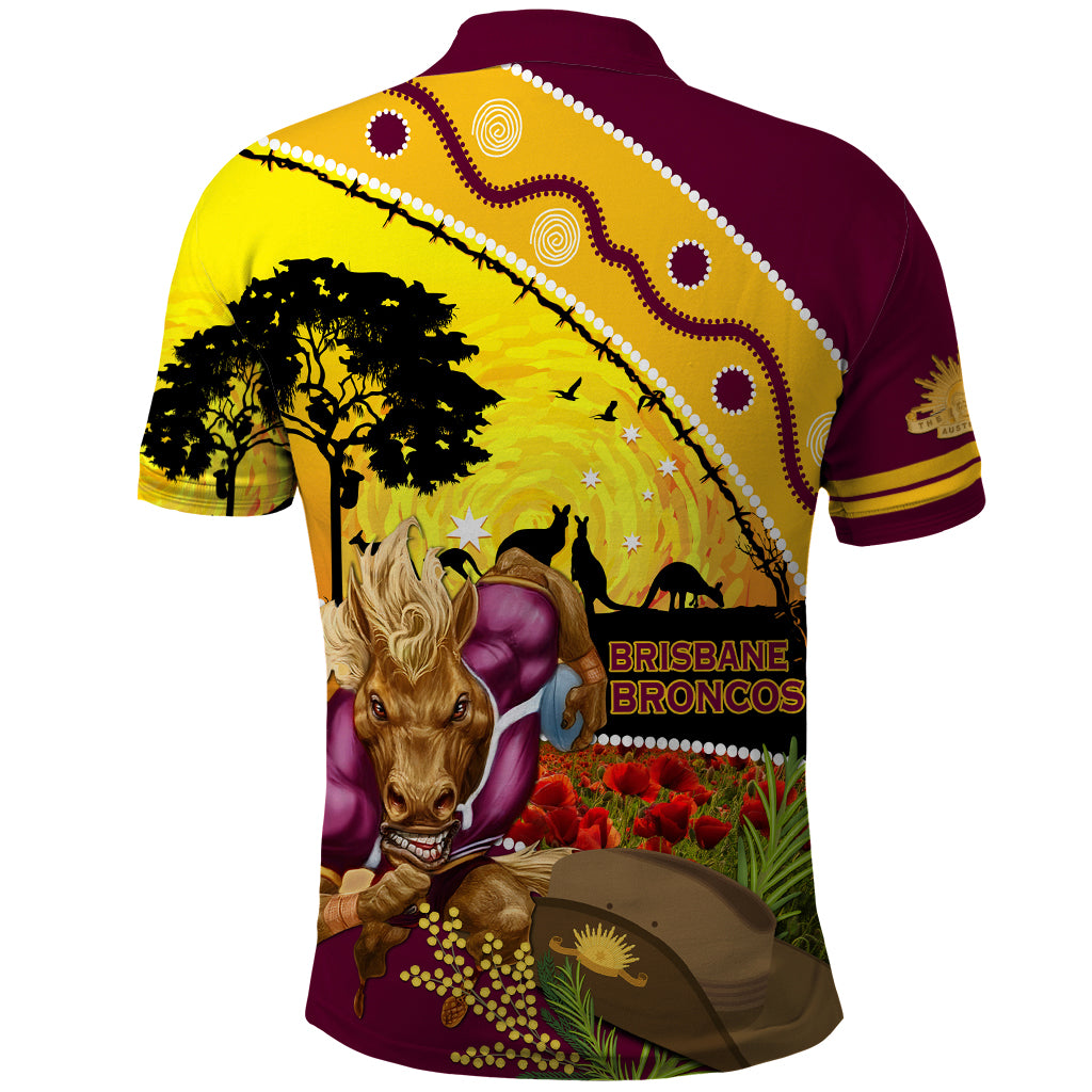Broncos ANZAC Day Polo Shirt Mascot Rosemary Starring Night Style