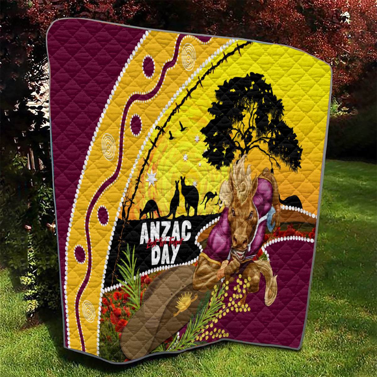 Broncos ANZAC Day Quilt Mascot Rosemary Starring Night Style