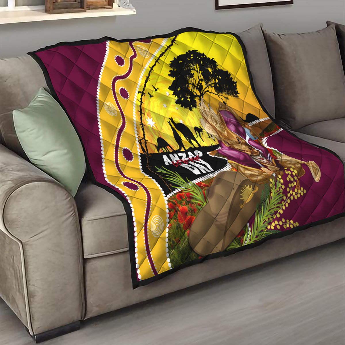 Broncos ANZAC Day Quilt Mascot Rosemary Starring Night Style