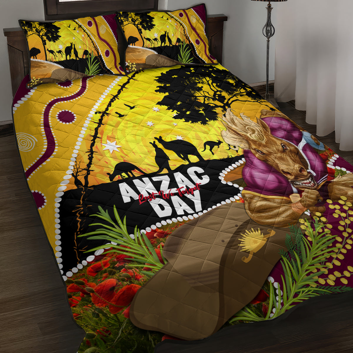 Broncos ANZAC Day Quilt Bed Set Mascot Rosemary Starring Night Style