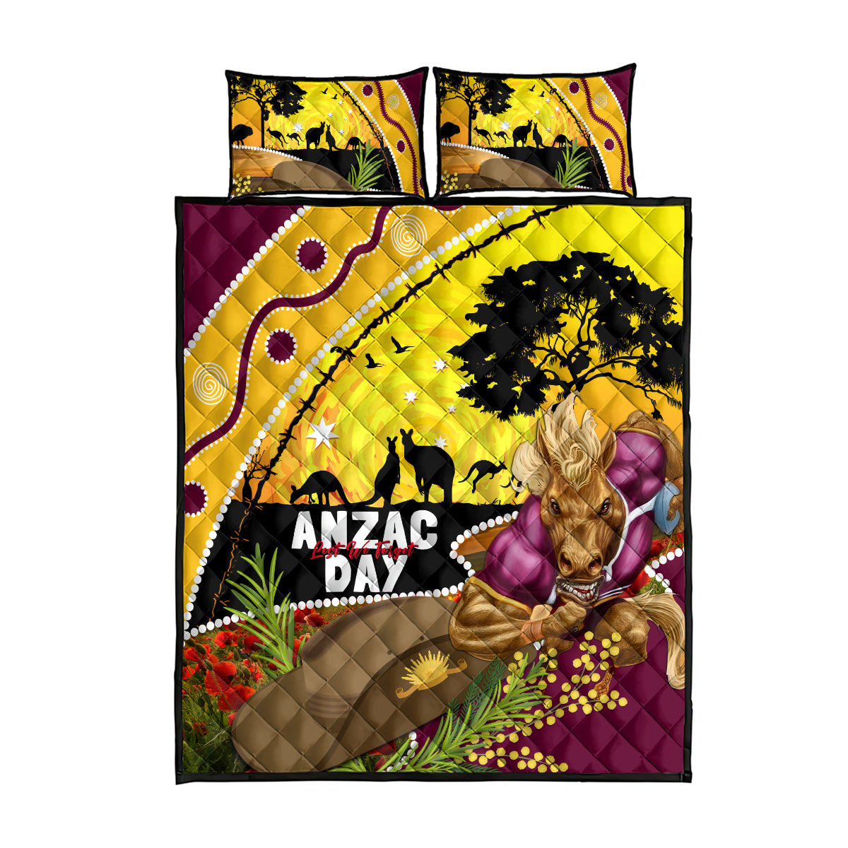 Broncos ANZAC Day Quilt Bed Set Mascot Rosemary Starring Night Style