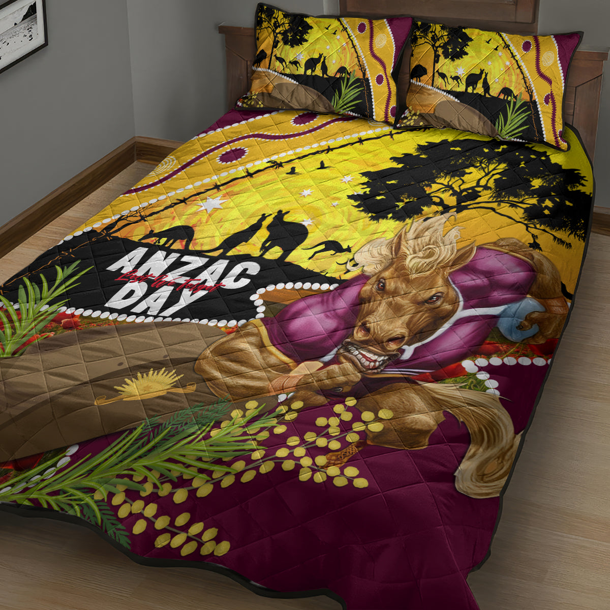 Broncos ANZAC Day Quilt Bed Set Mascot Rosemary Starring Night Style