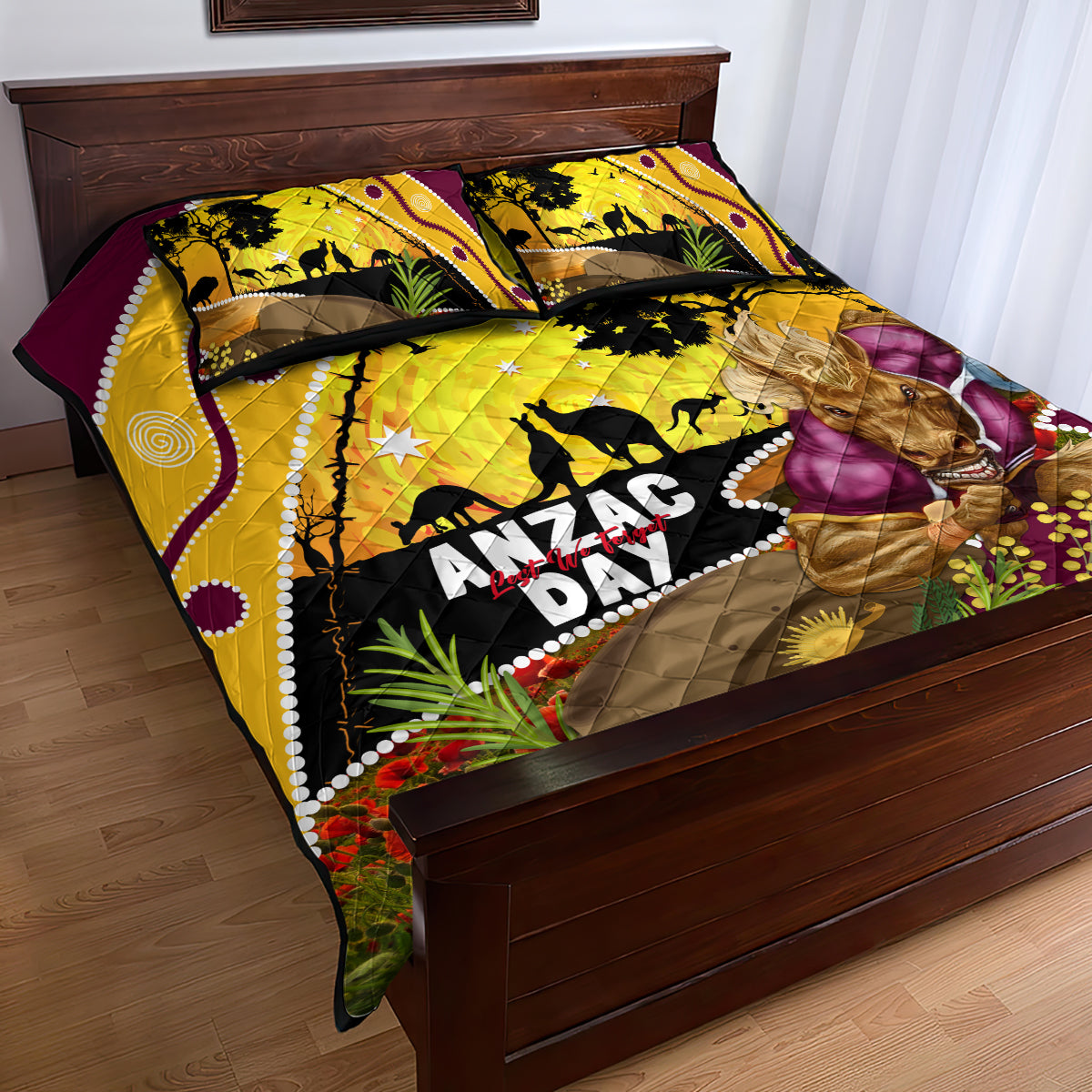 Broncos ANZAC Day Quilt Bed Set Mascot Rosemary Starring Night Style