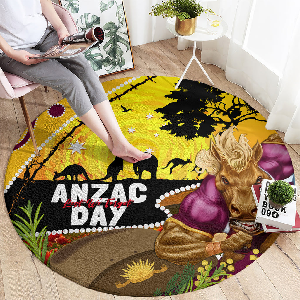 Broncos ANZAC Day Round Carpet Mascot Rosemary Starring Night Style