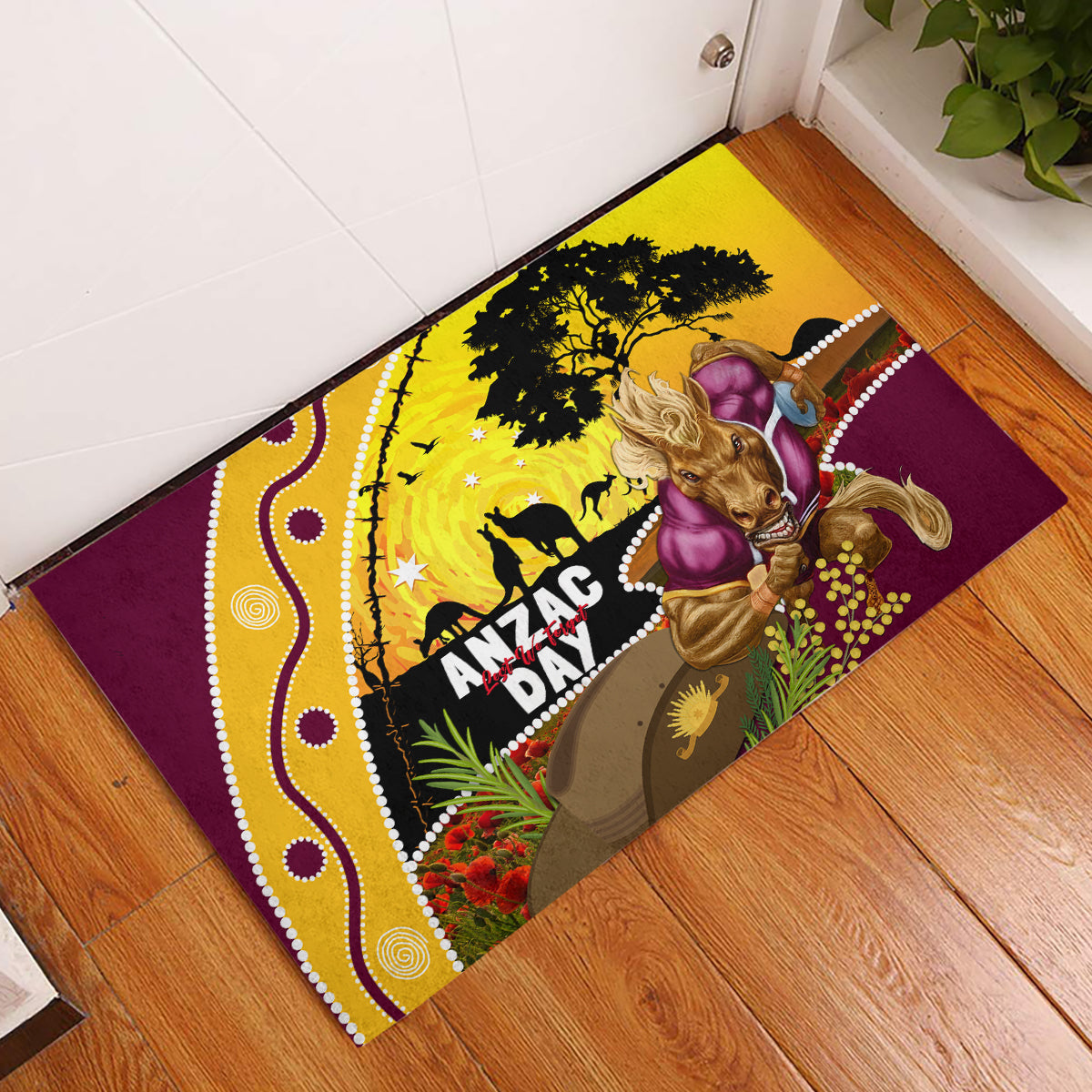 Broncos ANZAC Day Rubber Doormat Mascot Rosemary Starring Night Style