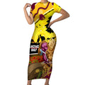 Broncos ANZAC Day Short Sleeve Bodycon Dress Mascot Rosemary Starring Night Style