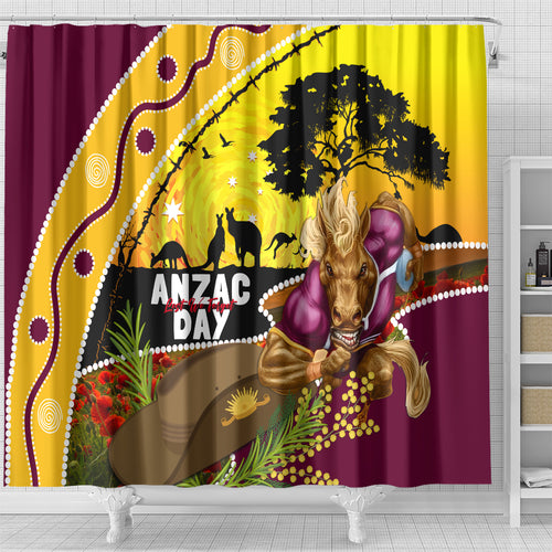 Broncos ANZAC Day Shower Curtain Mascot Rosemary Starring Night Style