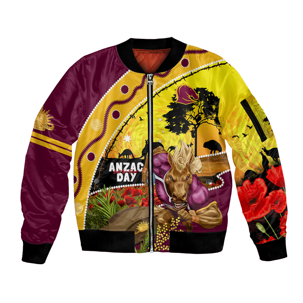 Broncos ANZAC Day Sleeve Zip Bomber Jacket Mascot Rosemary Starring Night Style