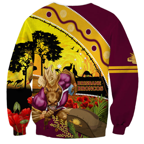 Broncos ANZAC Day Sweatshirt Mascot Rosemary Starring Night Style